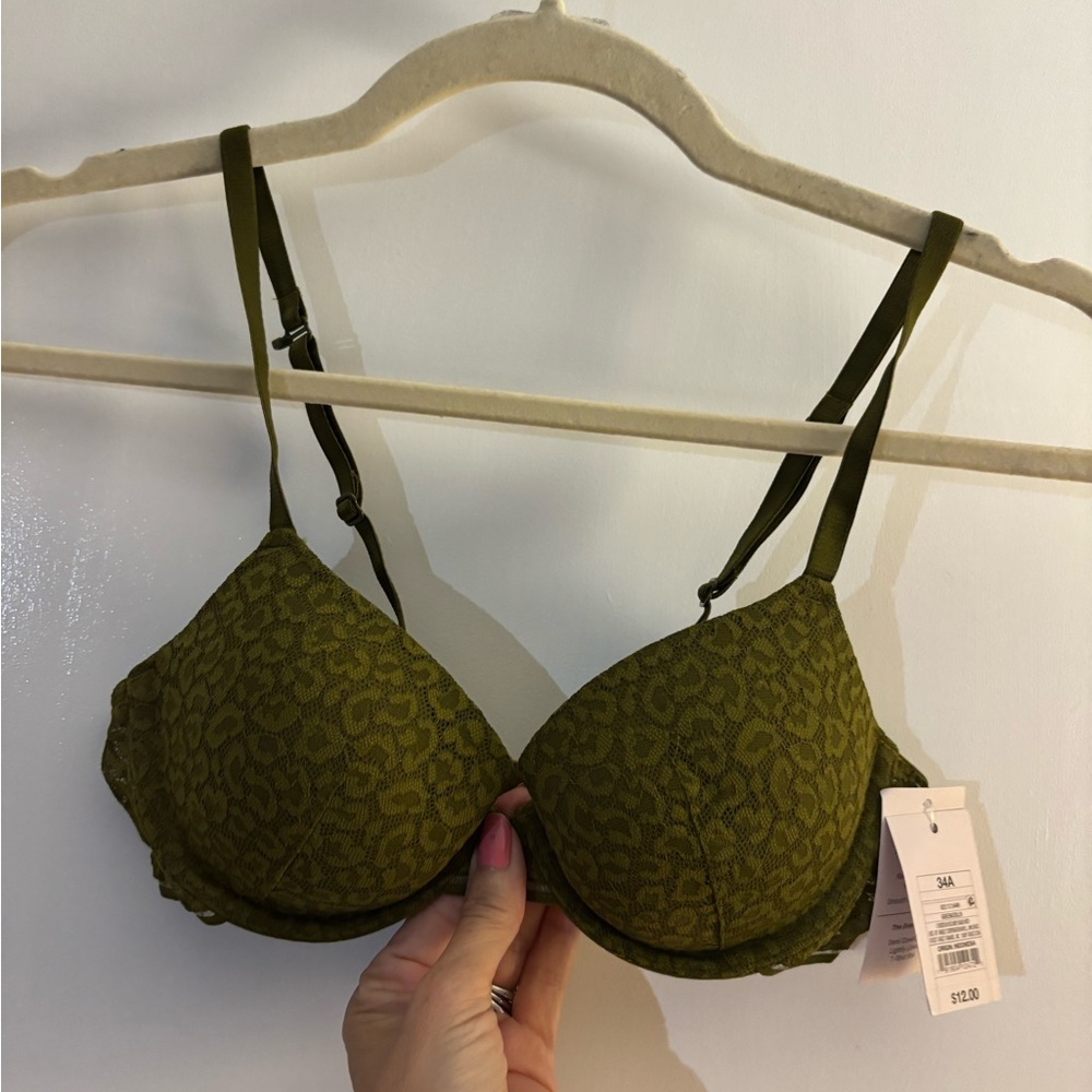 Auden Everyday Demi Bra Olive Lace - Women Intimates Sz 34A NWT